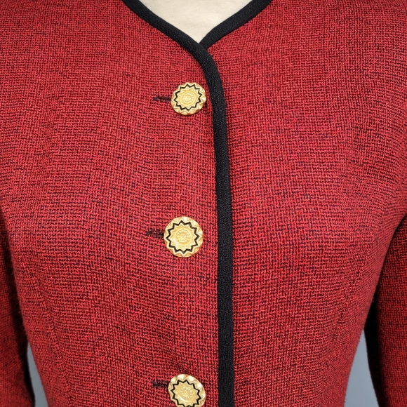 Vtg Ms. Chaus red pleated dress 6 - Picture 6 of 9